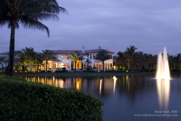 The exterior of the home represents the traditional Floridian milieu. Resting gracefully on a large-scaled canal, the home exudes an enthralling scenic ambiance that can be enjoyed from nearly ever room in the home. As part of the overall revival, the plush landscaping blossoms with jubilance and elegance.