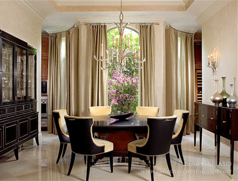 A sophisticated and relaxed dining room.